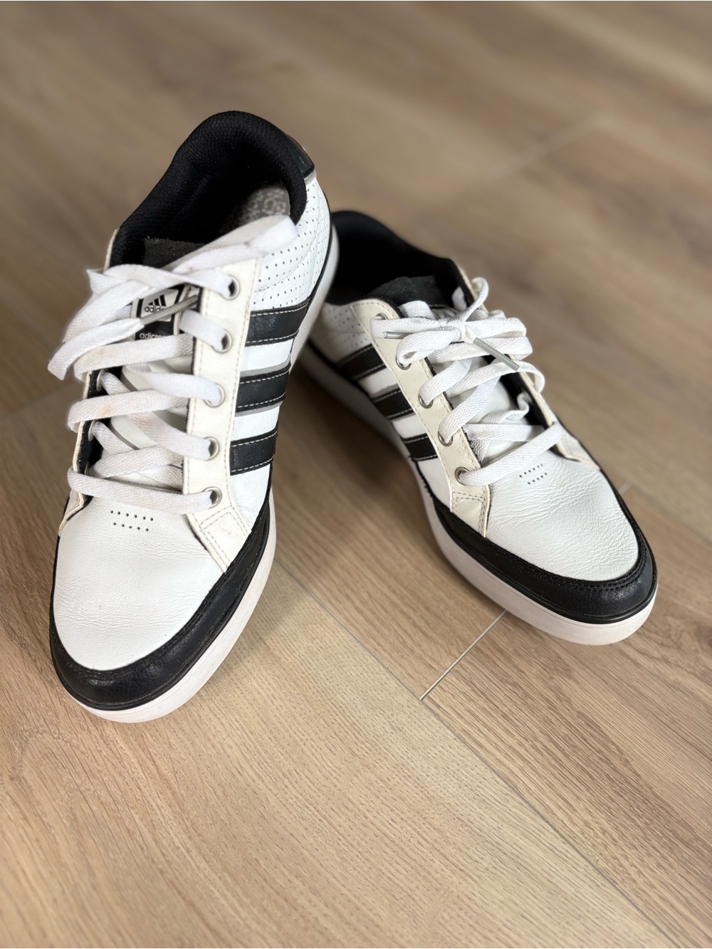 adidas Men’s White and Black Low-Top Skate Sneakers